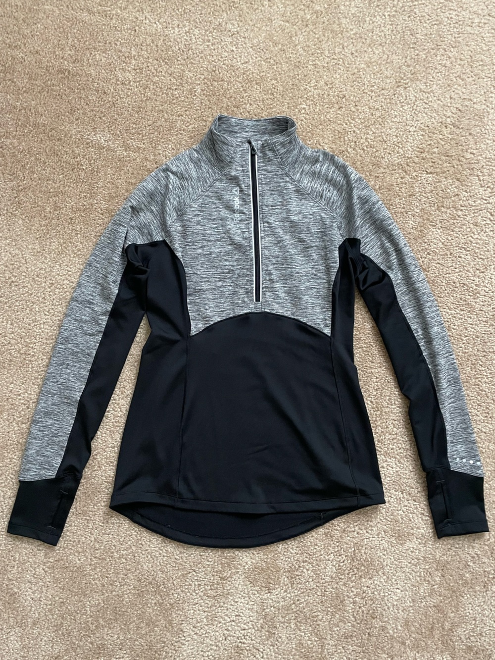 Reebok Athletic Women's Heather Gray and Black Half-Zip